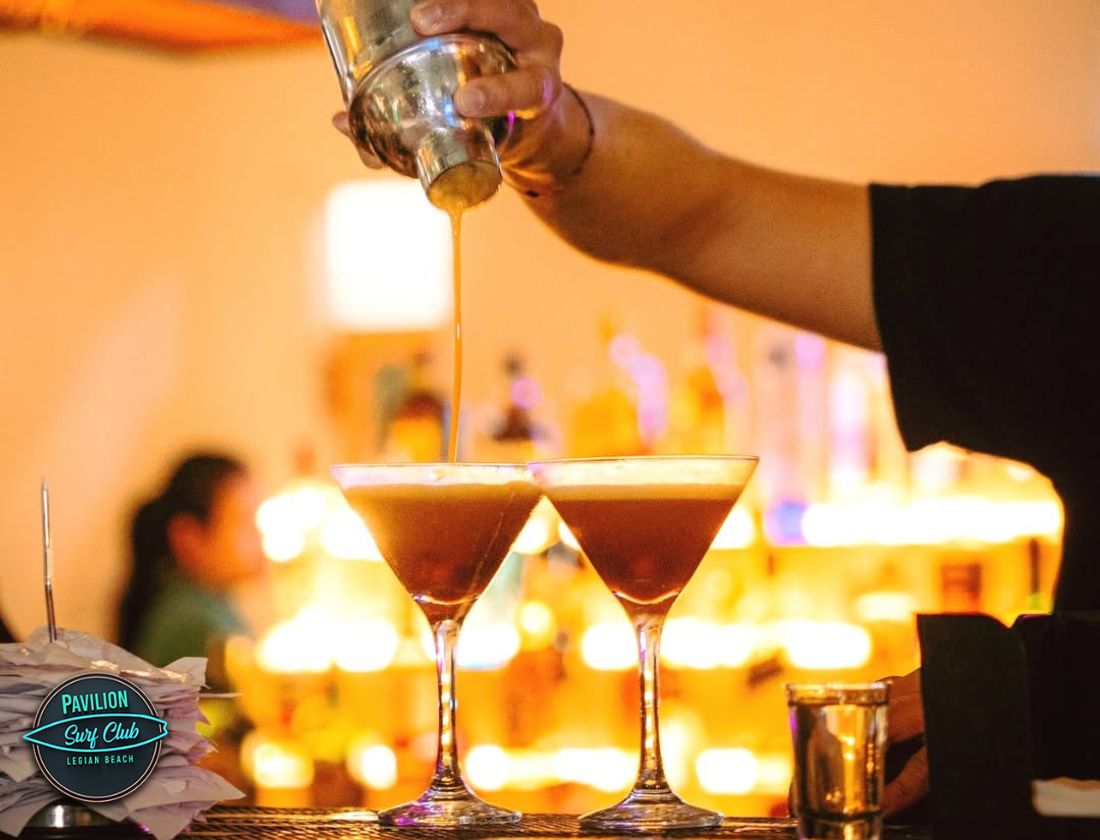 Beachfront Bali cocktails bar in Legian during sunset Beachfront Bali cocktails bar in Legian during sunset