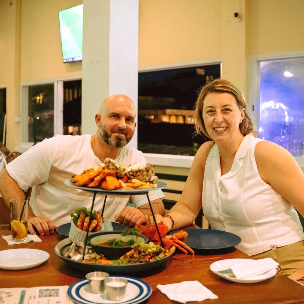 Couple sharing a meal at Pavilion Surf Club