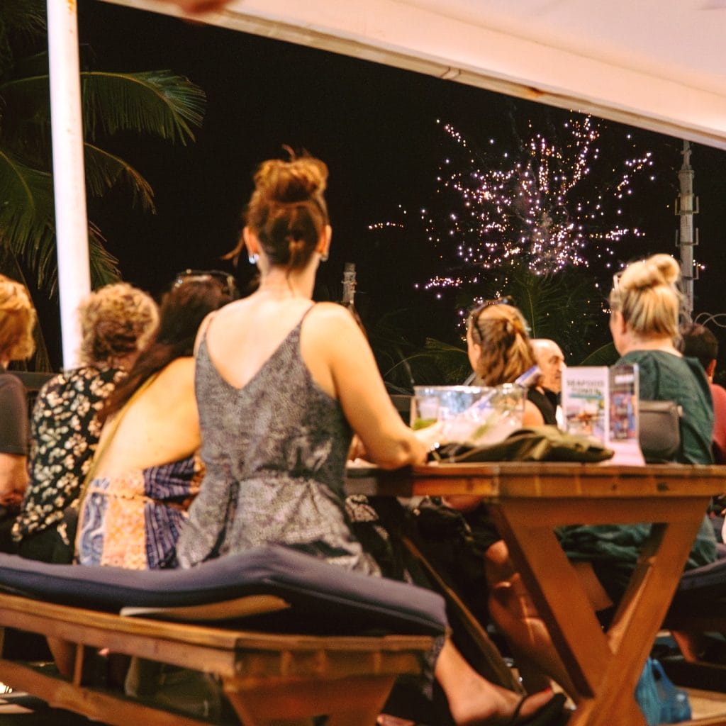 Beachfront evening dining at Pavilion Surf Club