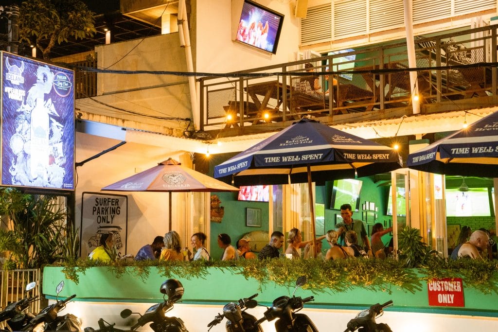 Pavilion Surf Club beachfront sports bar at night
