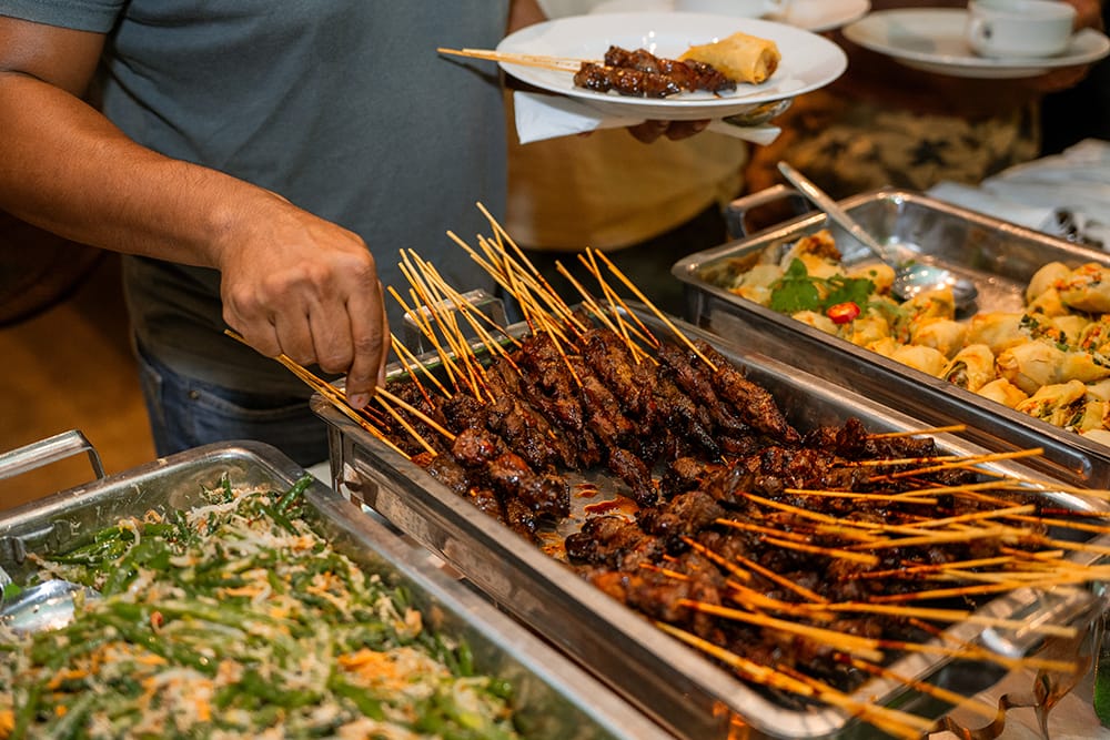 Satay selection at a private event at Pavilion Surf Club