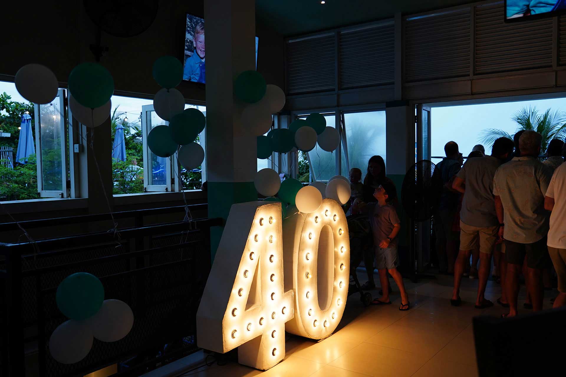 40th birthday decorations at Pavilion Surf Club