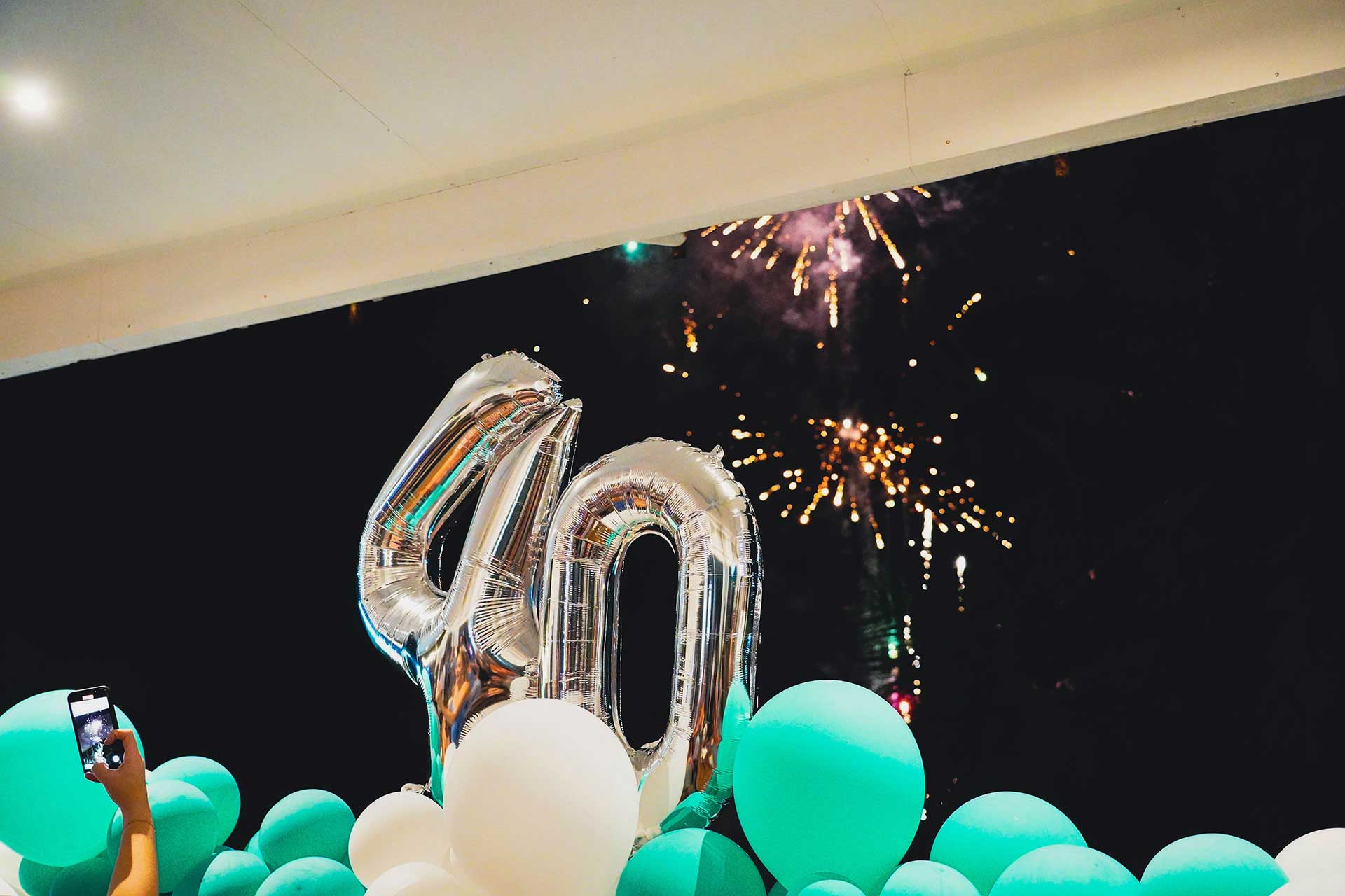 Milestone birthday celebration with fireworks at Pavilion Surf Club