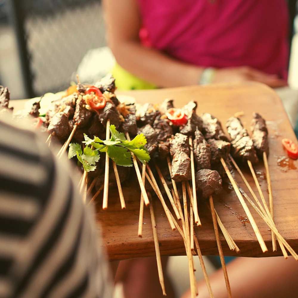 Satay canapés served for a Pavilion Surf Club event
